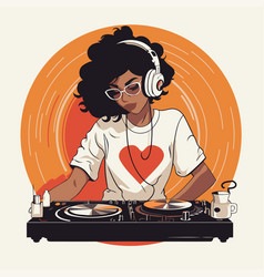 African American Woman Dj Playing Music