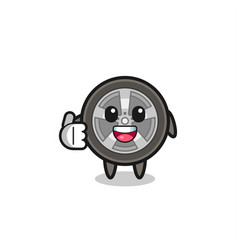 Car Wheel Mascot Doing Thumbs Up Gesture