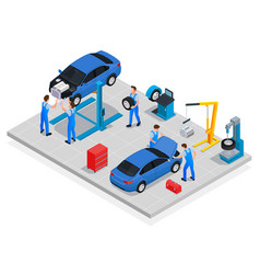 Car Workshop Isometric Composition