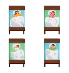 Children Sleeping Poses Isolated Set