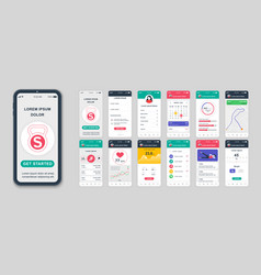 Set Of Ui Ux Gui Screens Fitness App Flat Design