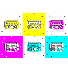 Set Pager Icon Isolated On Color Background