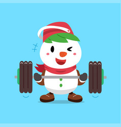 Cartoon Character Christmas Snowman Doing Weight