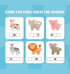 Game For Kids Guessing Animals With Word Box