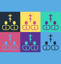 Pop Art Priest Icon Isolated On Color Background