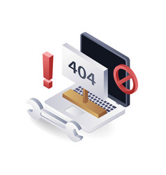 Repair Warning Error 404 Flat Isometric 3d