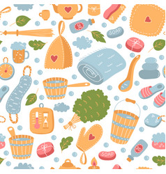 Sauna Russian Banya Cute Seamless Pattern