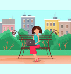 Woman Sitting On On A Bench In The Park