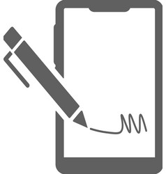 Digital Mobile Pen Signature Icon Gray Graphics