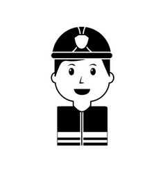 Worker Firefighter Portrait Cartoon With Helmet