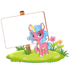 Cartoon Unicorn In Nature Scene