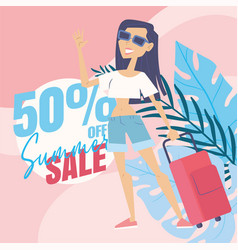 Colored Summer Sale Poster With Female Character