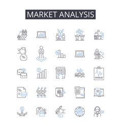 Market Analysis Line Icons Collection Investment