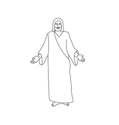 Standing Jesus Christ With Arms Open Line Art