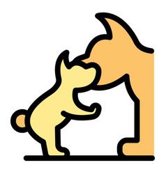 Dog Walk Family Icon Flat