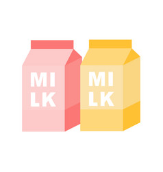 Milk With Different Flavors In Cardboard Colored