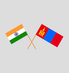 Crossed Flags Of India And Mongolia