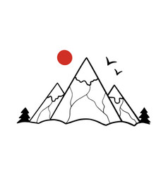 Mountain And Sun Logo Template Design