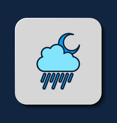 Filled Outline Cloud With Rain And Moon Icon