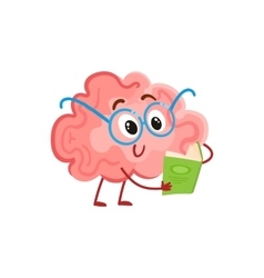 Funny Smiling Brain In Round Glasses Reading