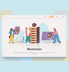 Blockchain Web Concept For Landing Page In Flat