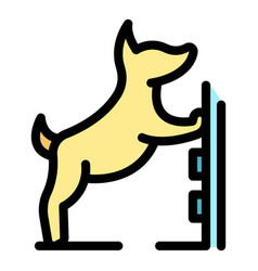 Dog Waiting Walk Icon Flat