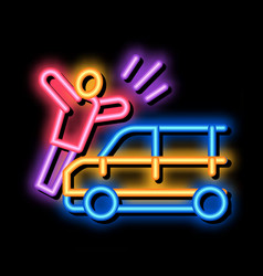 Pedestrian Hit Car Neon Glow Icon