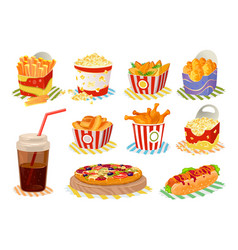 Big Set With Fast Food In Disposable