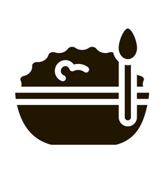 Bowl Cottage Cheese And Spoon Icon Glyph