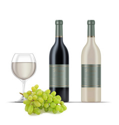 White Wine Bottles And Green Grapes