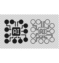 Black Neural Network Icon Isolated On Transparent