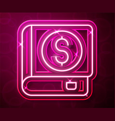 Glowing Neon Line Financial Book Icon Isolated