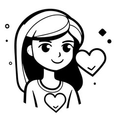 Young Woman With Red Hair And Heart Cute Cartoon