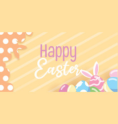 Colorful Easter Eggs Border With White Bunny Ears