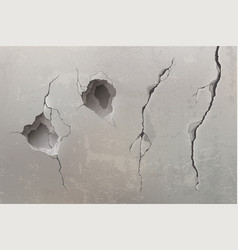 Old Broken Concrete Wall With Cracks And Holes