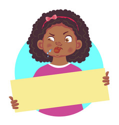 African Girl Holding Blank Poster-stuck Out Tongue