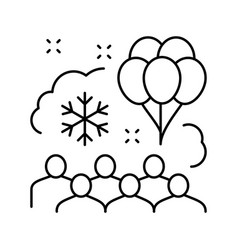 Winter Kids Party Line Icon