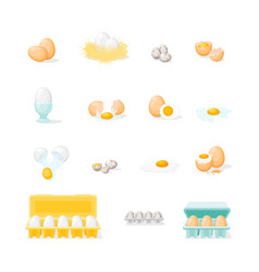 Cartoon Color Fresh And Boiled Eggs Icons Set