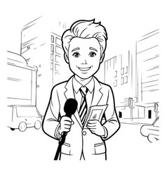 Cartoon News Reporter With Microphone