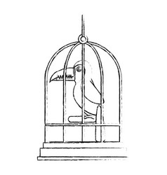 Cute Bird Toucan In Cage Mascot