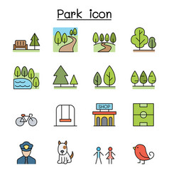 Park Color Line Icon Set