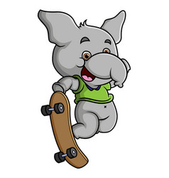 Cool Elephant Is Playing A Skateboard With Trick