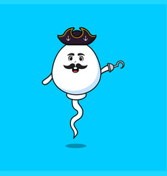 Cute Cartoon Pirate Sperm With Hook Hand