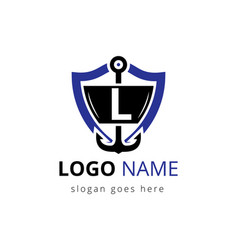 Letter L With Anchor Logo Design Template Marine