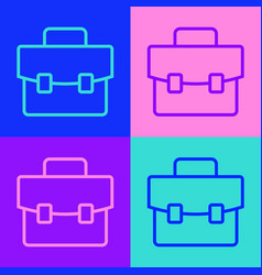 Pop Art Line Briefcase Icon Isolated On Color