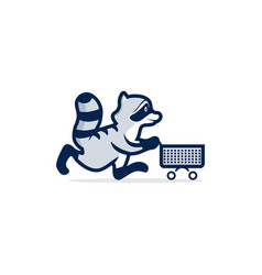 Shopping Racoon Icon Logo Premium