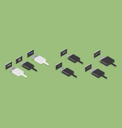 3d Isometric Flat Set Of Usb Types