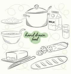 A Set Of Hand Drawn Food In The Dish