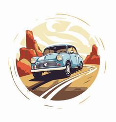 Vintage Car On The Road In The Desert