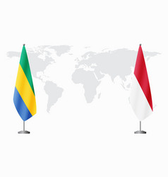 Gabon And Monaco Flags For Official Meeting